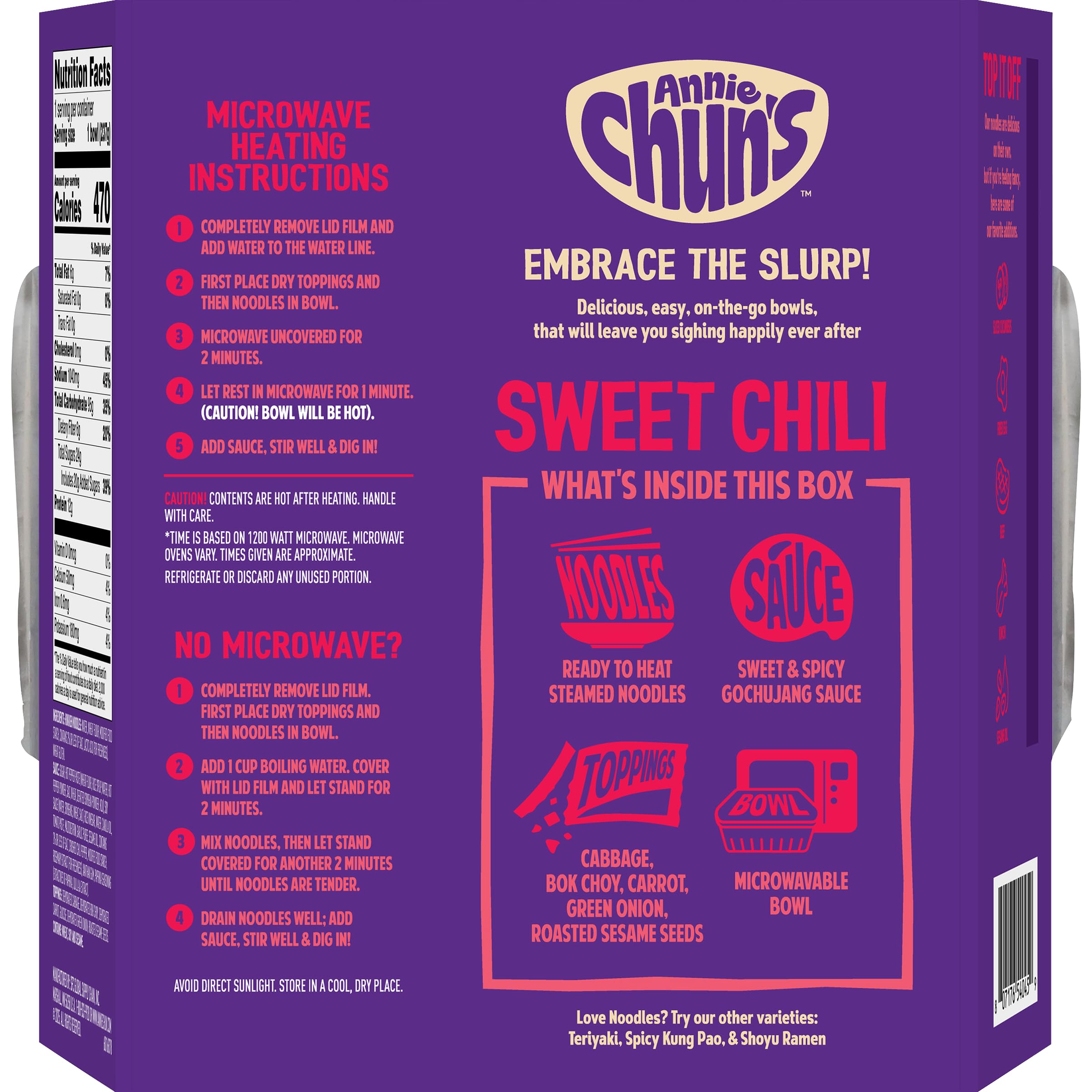Annie Chun's Korean Sweet Chili Noodle Bowl, Case of 6, 8.38 oz Each