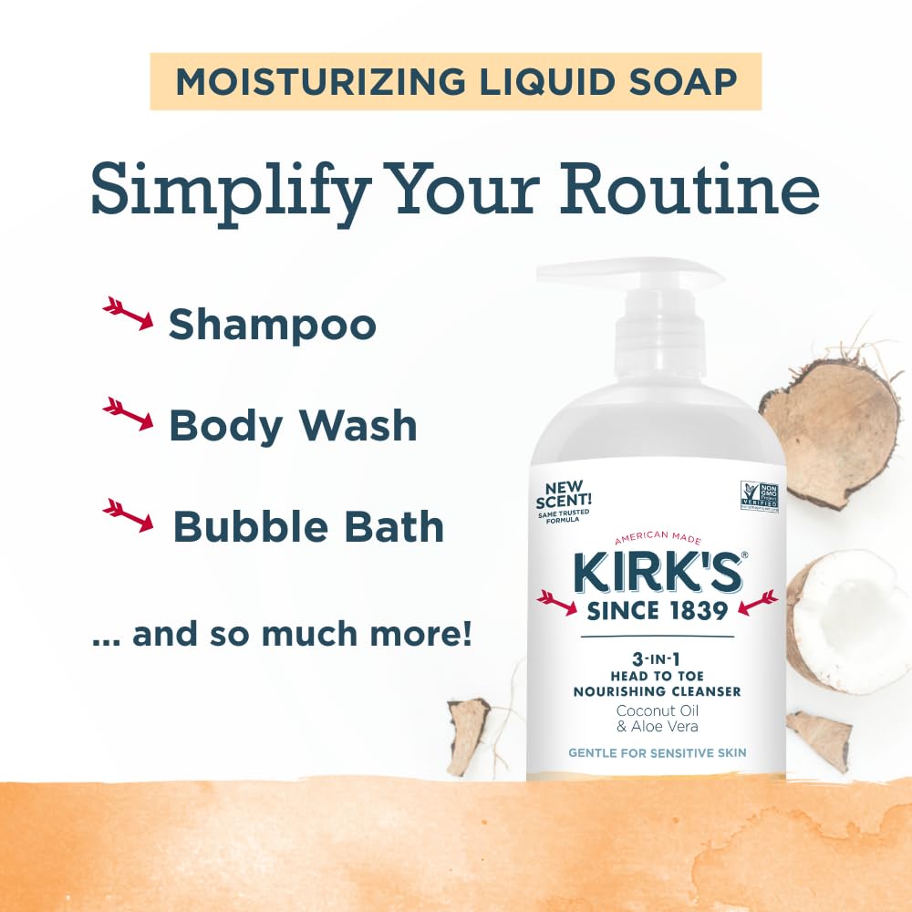 Kirk's 3-In-1 Head To Toe Citrus Twist Liquid Cleanser, 32 fl oz