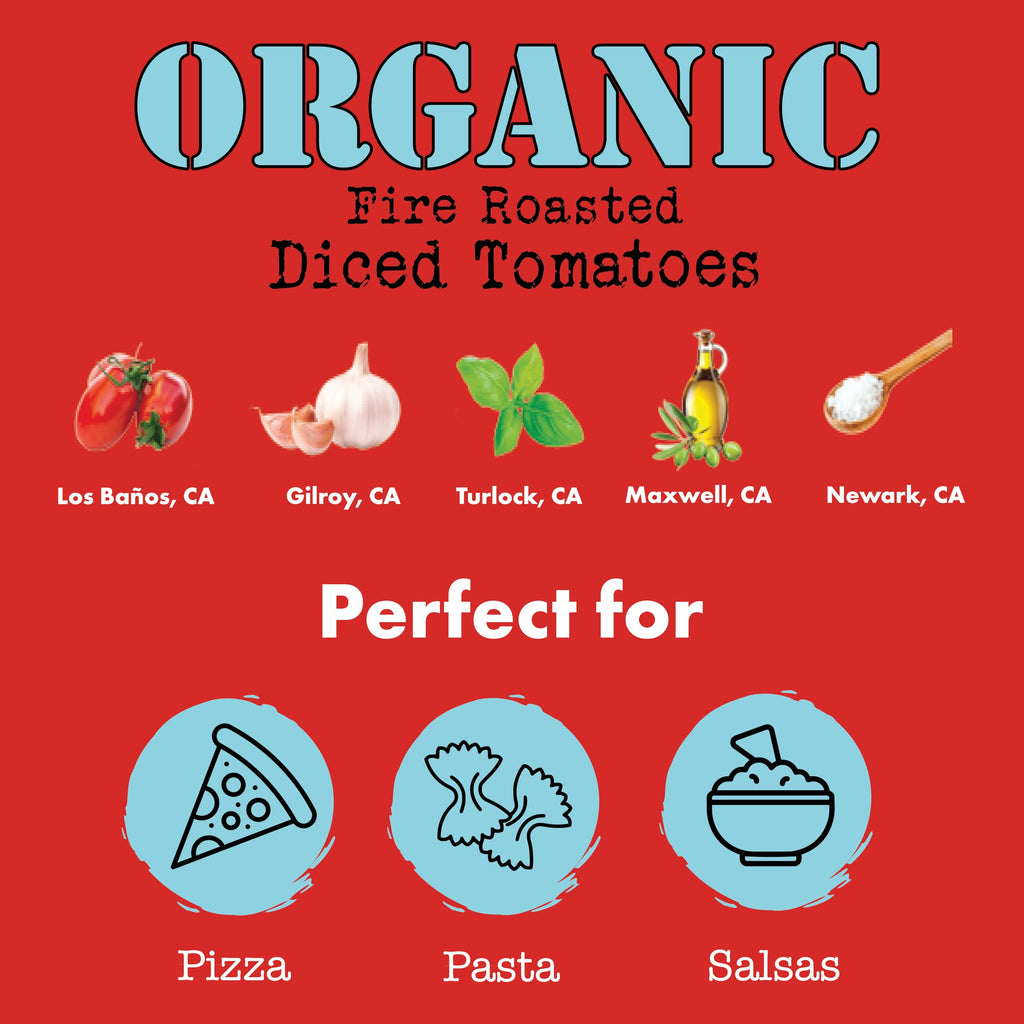 Bianco Dinapoli Organic Fire Roasted Diced Tomatoes, Case of 12, 14.5 oz