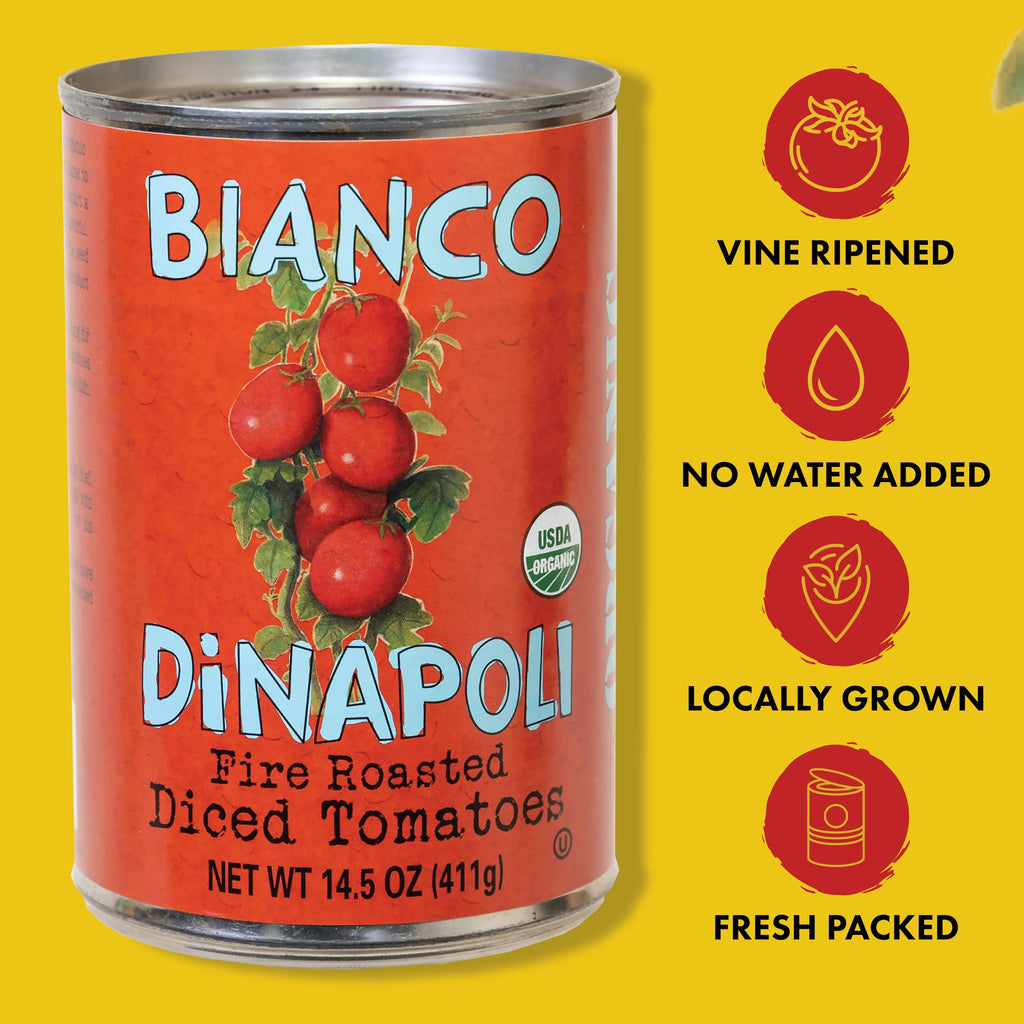 Bianco Dinapoli Organic Fire Roasted Diced Tomatoes, Case of 12, 14.5 oz