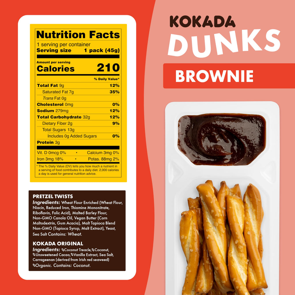 Kokada Brownie Pretzel Dunks, Case of 8, 9.6 oz