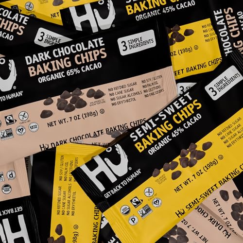 Hu Organic Dark Chocolate Baking Chips, Case of 12, 7 oz
