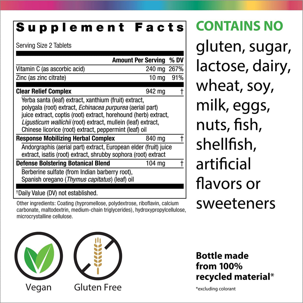 Rainbow Light Counter Attack Gluten Free Dietary Supplement Tablets, 30 Count
