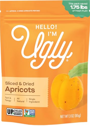 Hello! I'm Ugly Sliced Dried Apricots, Case of 12, 3 oz Each