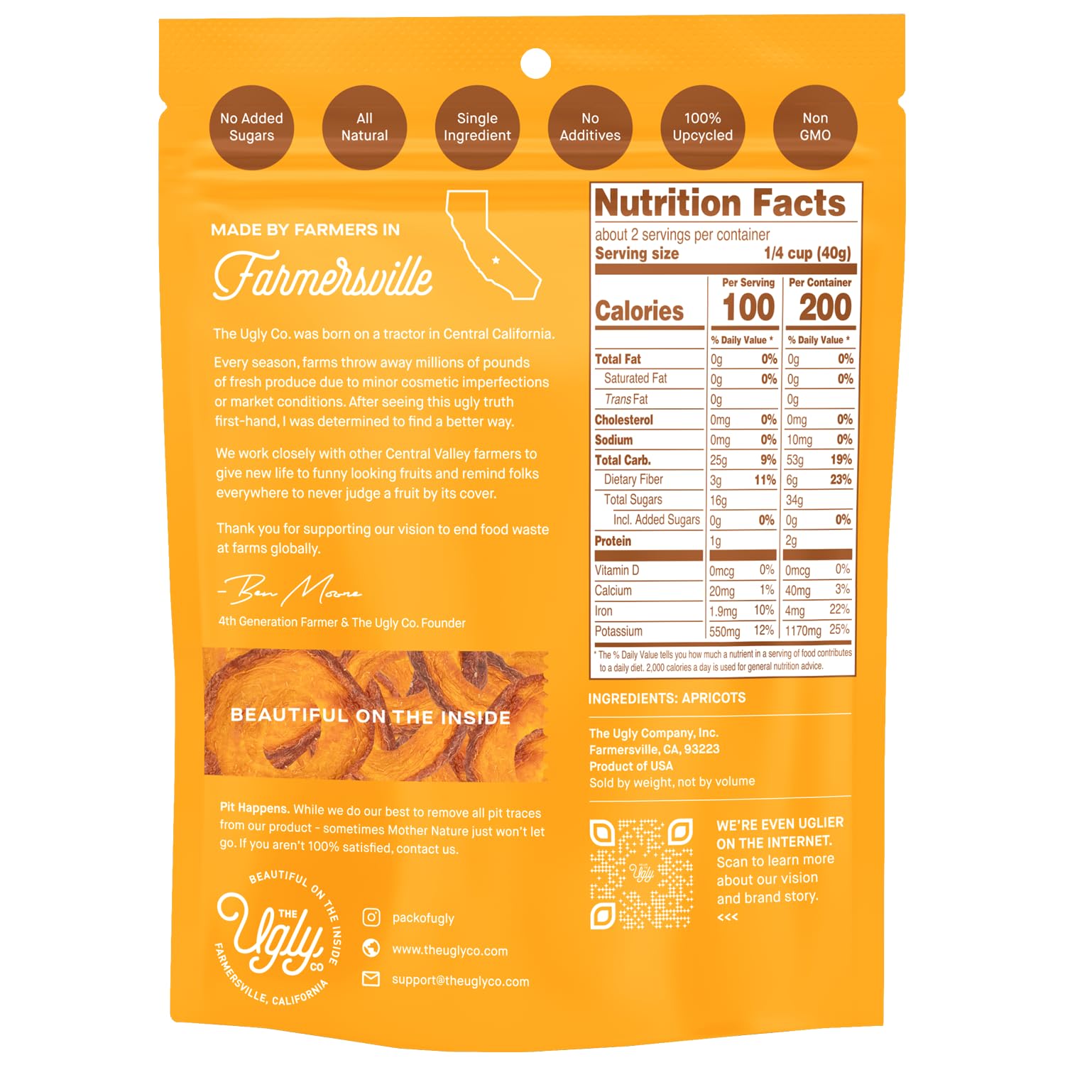 Hello! I'm Ugly Sliced Dried Apricots, Case of 12, 3 oz Each