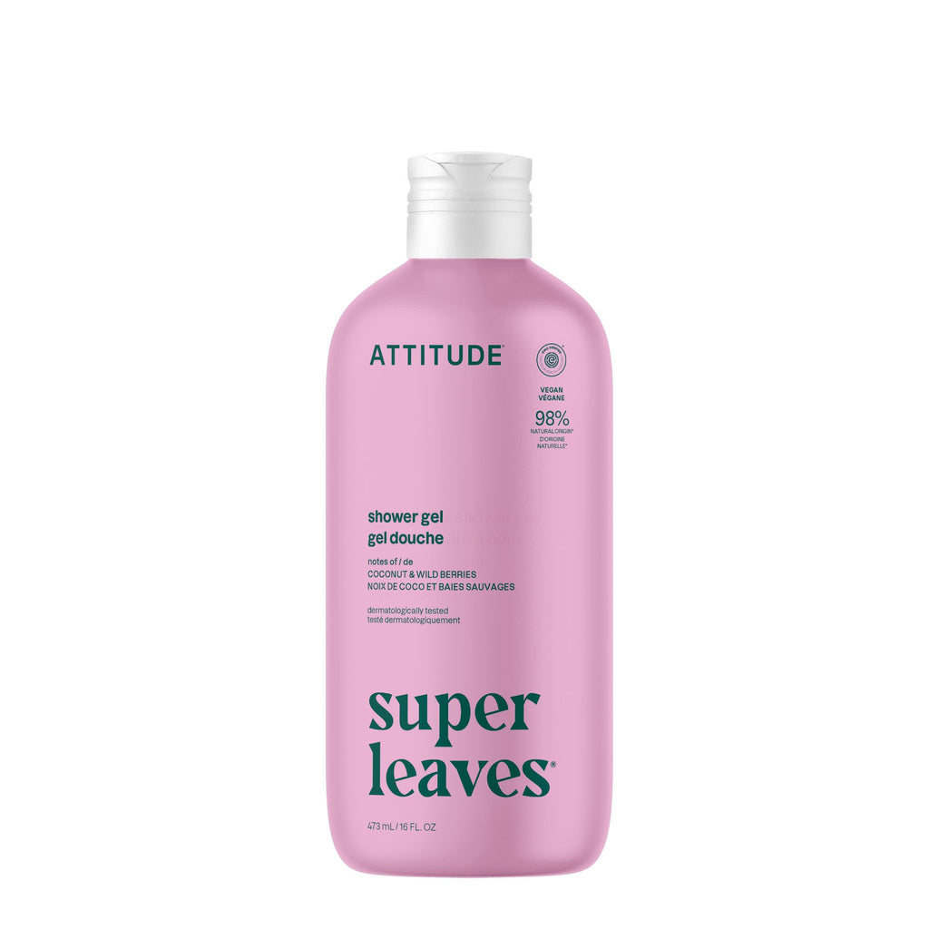 Attitude Super Leaves Coconut Wild Berries Shower Gel, Case of 6, 16 Fl Oz
