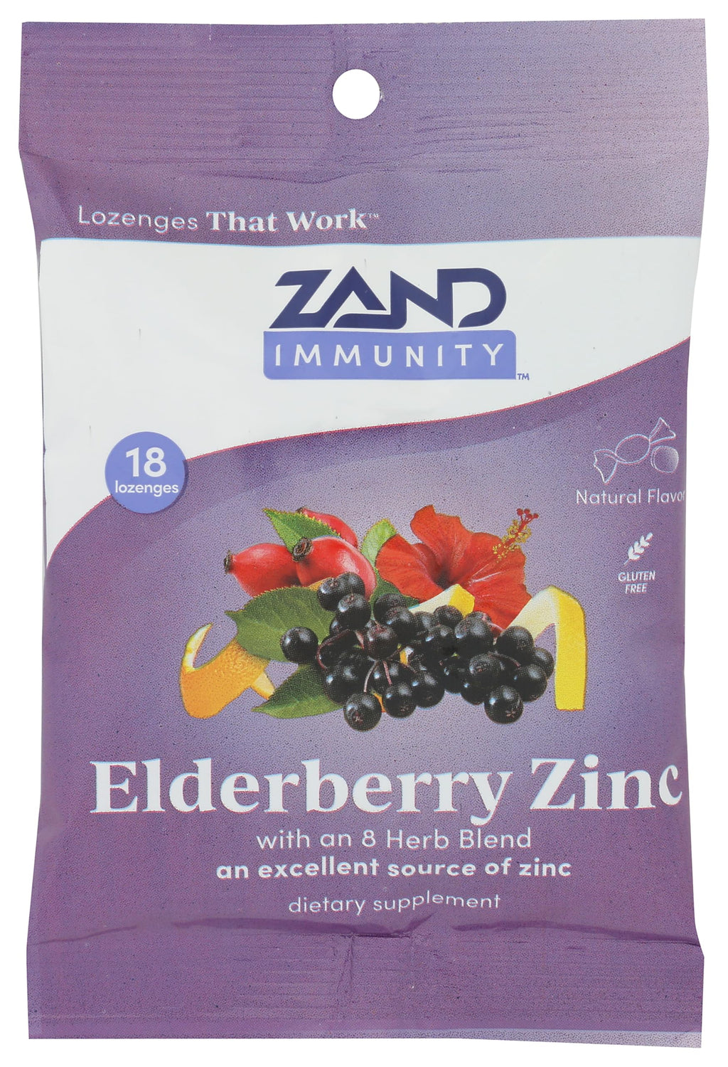 Zand Herbal Lozenges Elderberry Zinc, Case of 12, 18 Count Packs