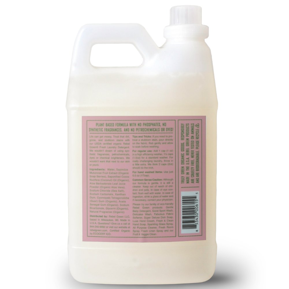 Rebel Green Organic Pink Lilac Laundry Detergent, Case of 4, 68 Fluid Ounce Bottles