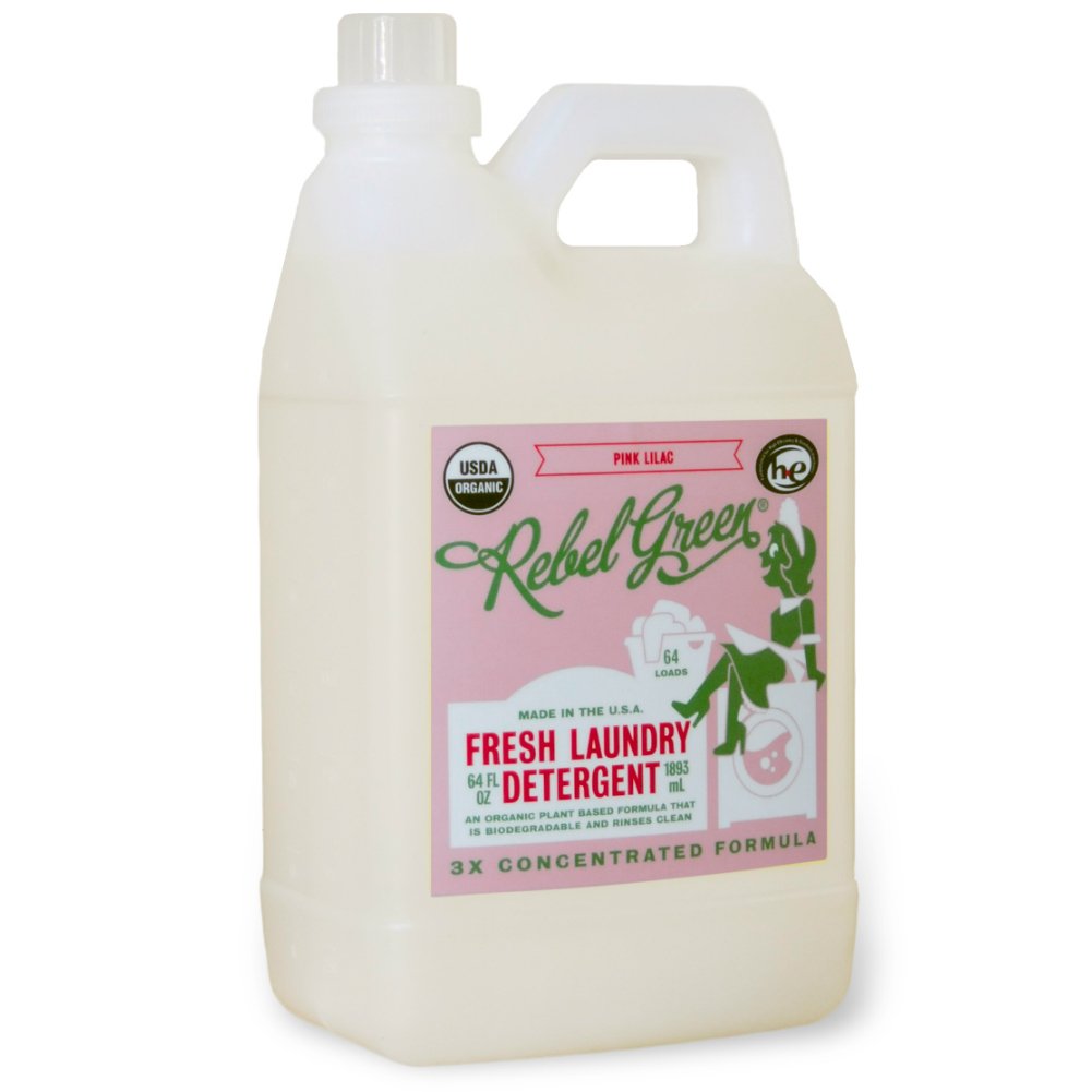 Rebel Green Organic Pink Lilac Laundry Detergent, Case of 4, 68 Fluid Ounce Bottles