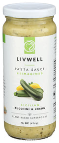 Livwell Zucchini Lemon Pasta Sauce, Case of 6, 16 Fluid Ounce Jars