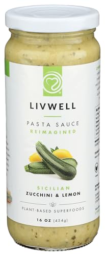 Livwell Zucchini Lemon Pasta Sauce, Case of 6, 16 Fluid Ounce Jars