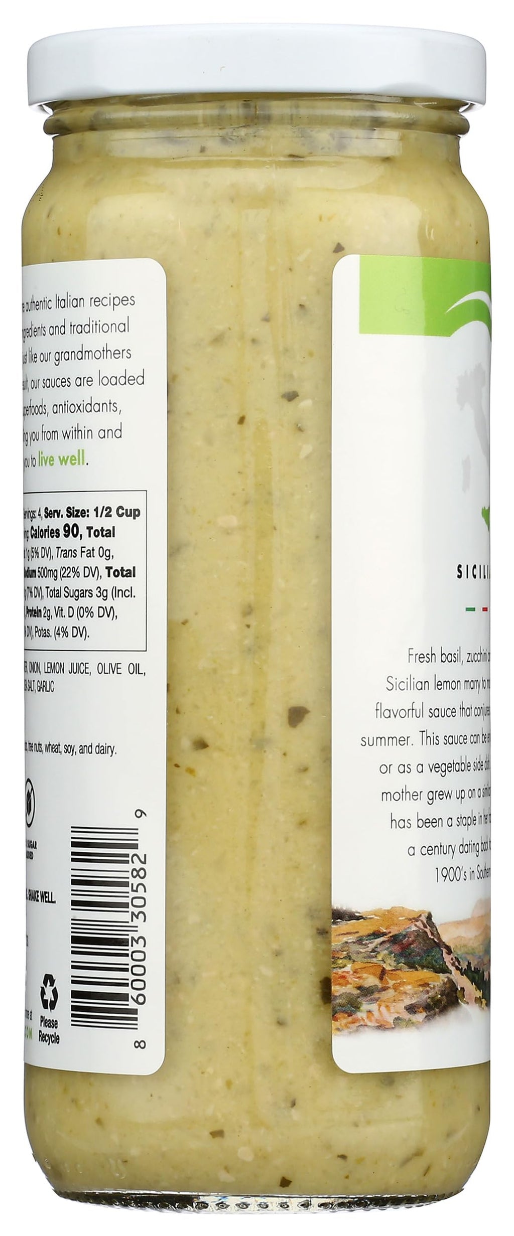 Livwell Zucchini Lemon Pasta Sauce, Case of 6, 16 Fluid Ounce Jars