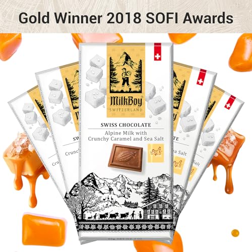 Milkboy Swiss Alpine Milk Chocolate Caramel Bar, Case of 10, 3 Ounce Bars