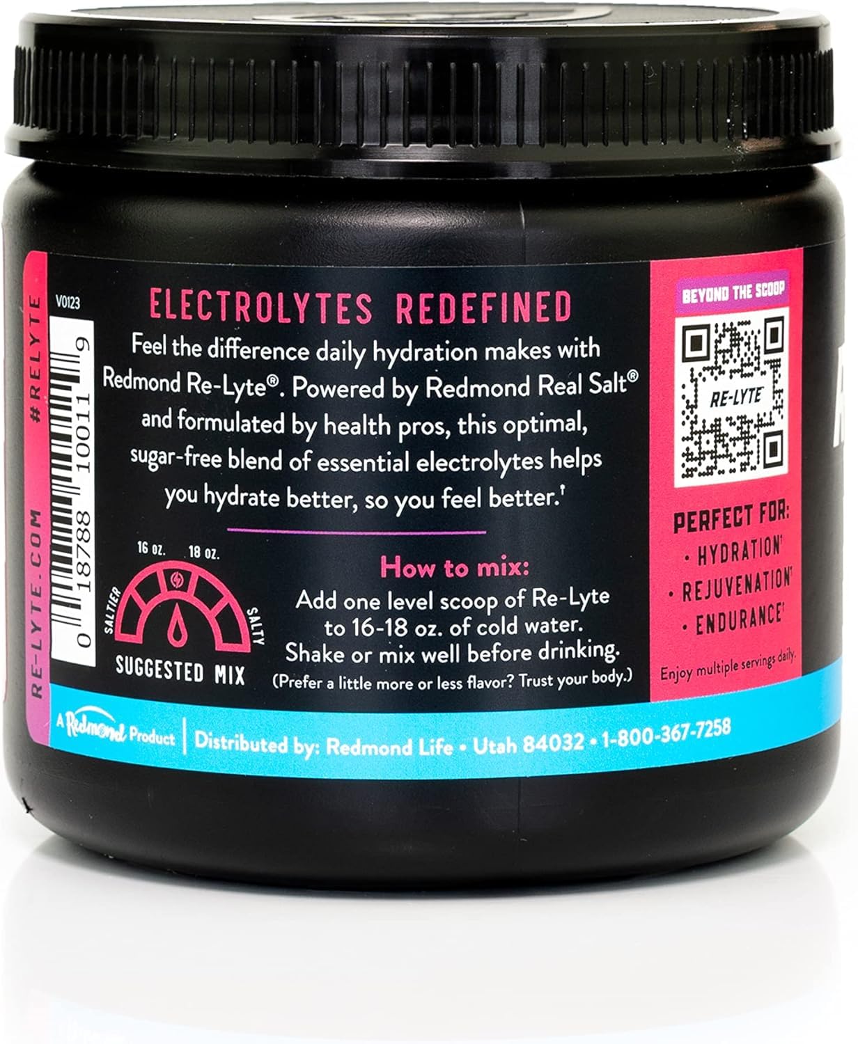 Redmond Re-Lyte Mixed Berry Electrolyte Drink Mix, Case of 6, 13.4 Ounce Containers