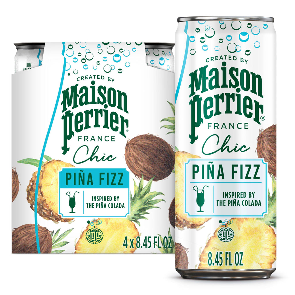 Maison Perrier Chic Mocktails Pina Fizz Sparkling Beverage, Case of 6, 4 Pack, 8.5 fl oz
