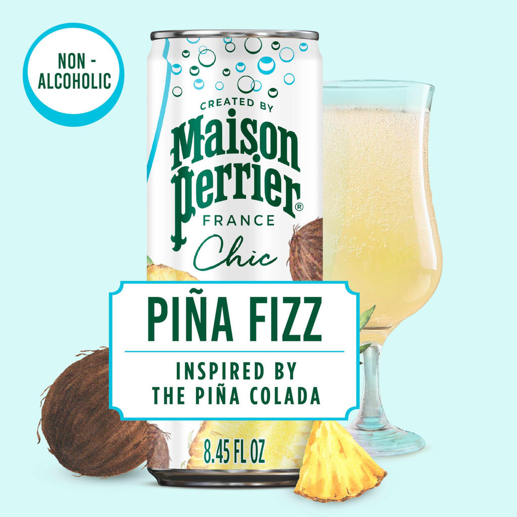 Maison Perrier Chic Mocktails Pina Fizz Sparkling Beverage, Case of 6, 4 Pack, 8.5 fl oz