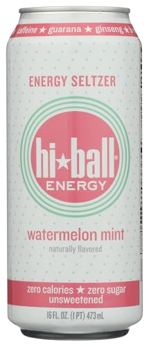 Hiball Watermelon Mint Sparkling Water Energy Drink, Case of 12, 16 Fl Oz