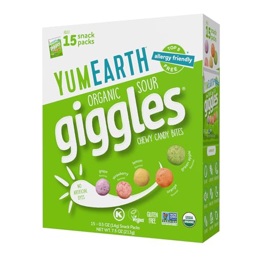 YumEarth Organic Sour Giggles Snack Pack, Case of 6, 7.5 Oz, 15 Count