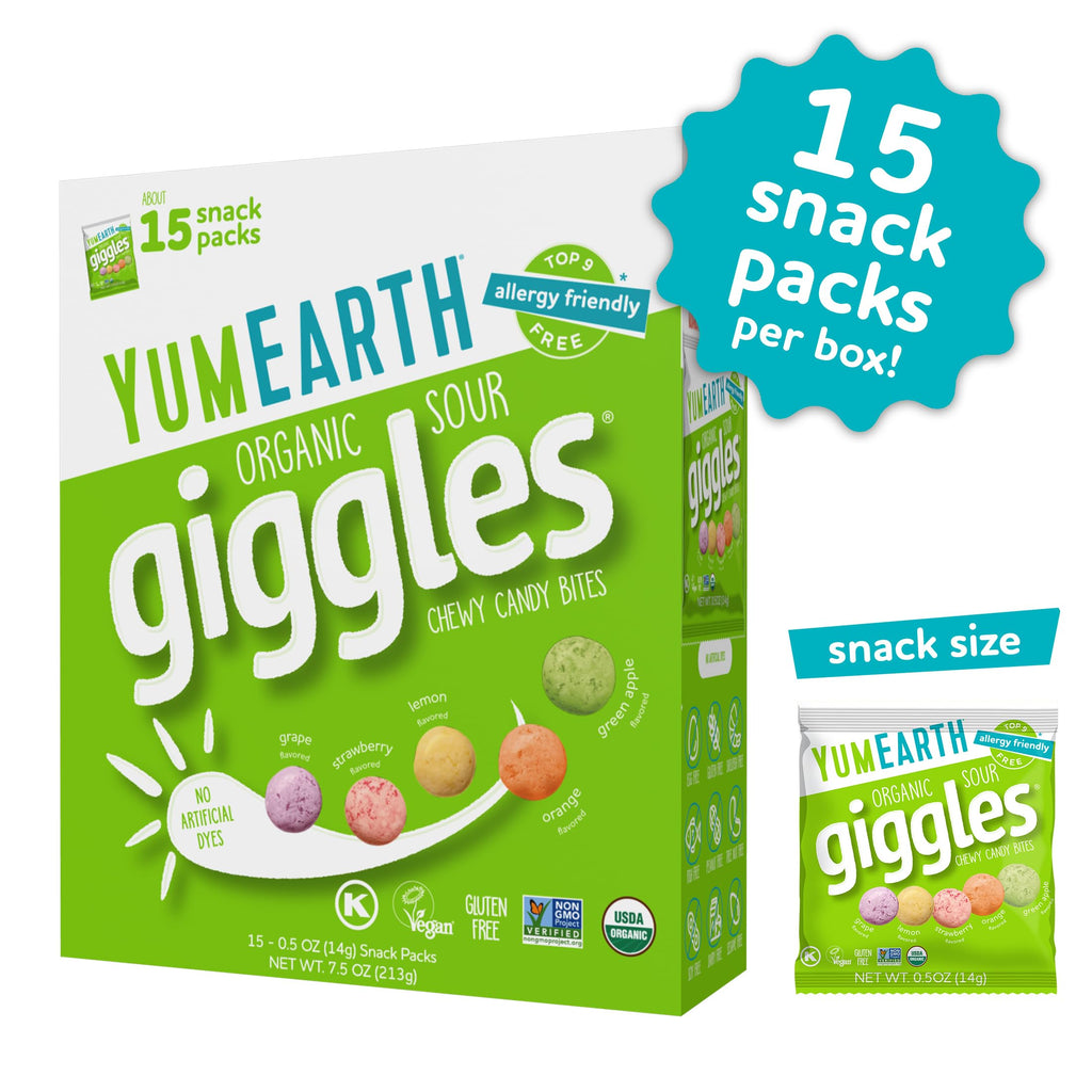 YumEarth Organic Sour Giggles Snack Pack, Case of 6, 7.5 Oz, 15 Count
