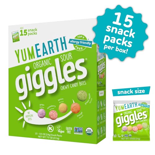 YumEarth Organic Sour Giggles Snack Pack, Case of 6, 7.5 Oz, 15 Count