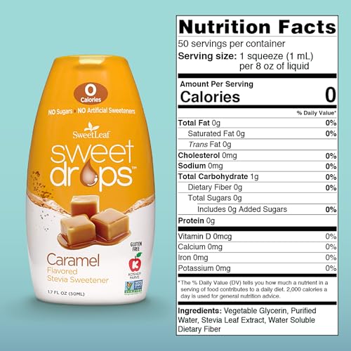 SweetLeaf Caramel Sweet Drops Liquid Sweetener, Case of 12, 1.7 Fl Oz