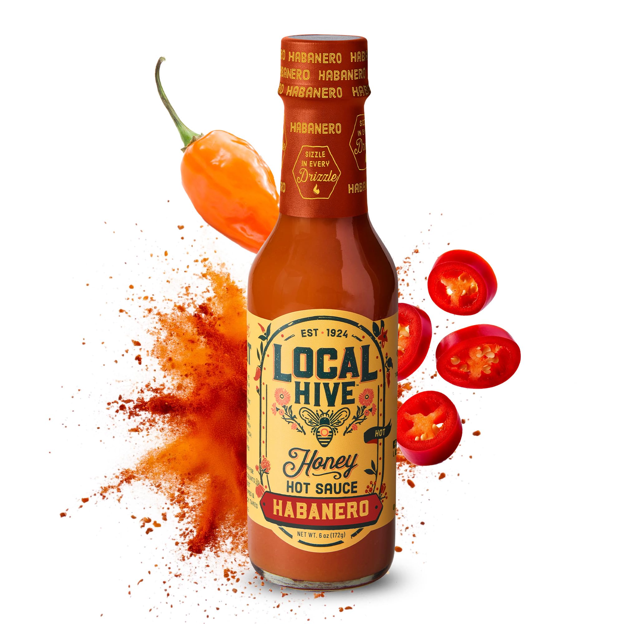 Local Hive Habanero Honey Hot Sauce, Case Of 6, 6 Fl Oz