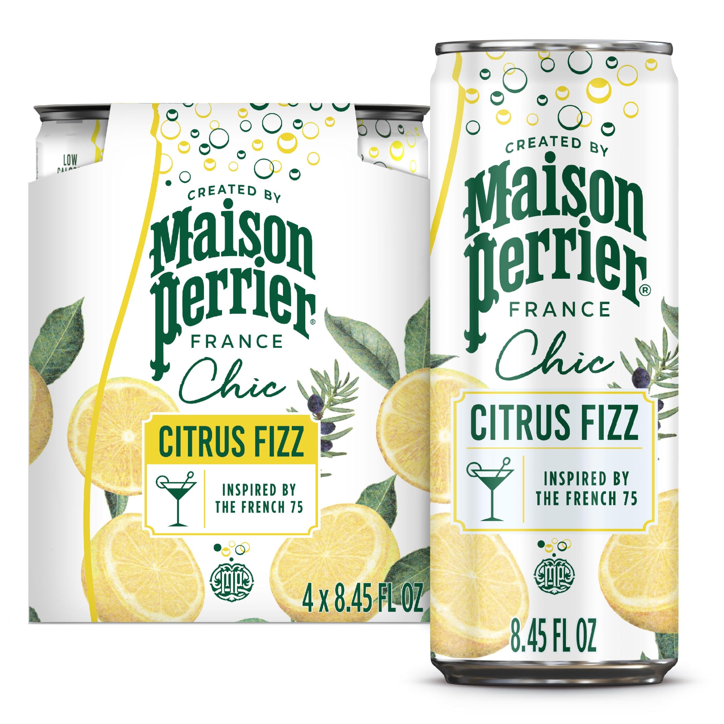 Maison Perrier Chic Citrus Fizz Sparkling Beverage, Case of 6, 4 Pack, 8.5 Fluid Ounce
