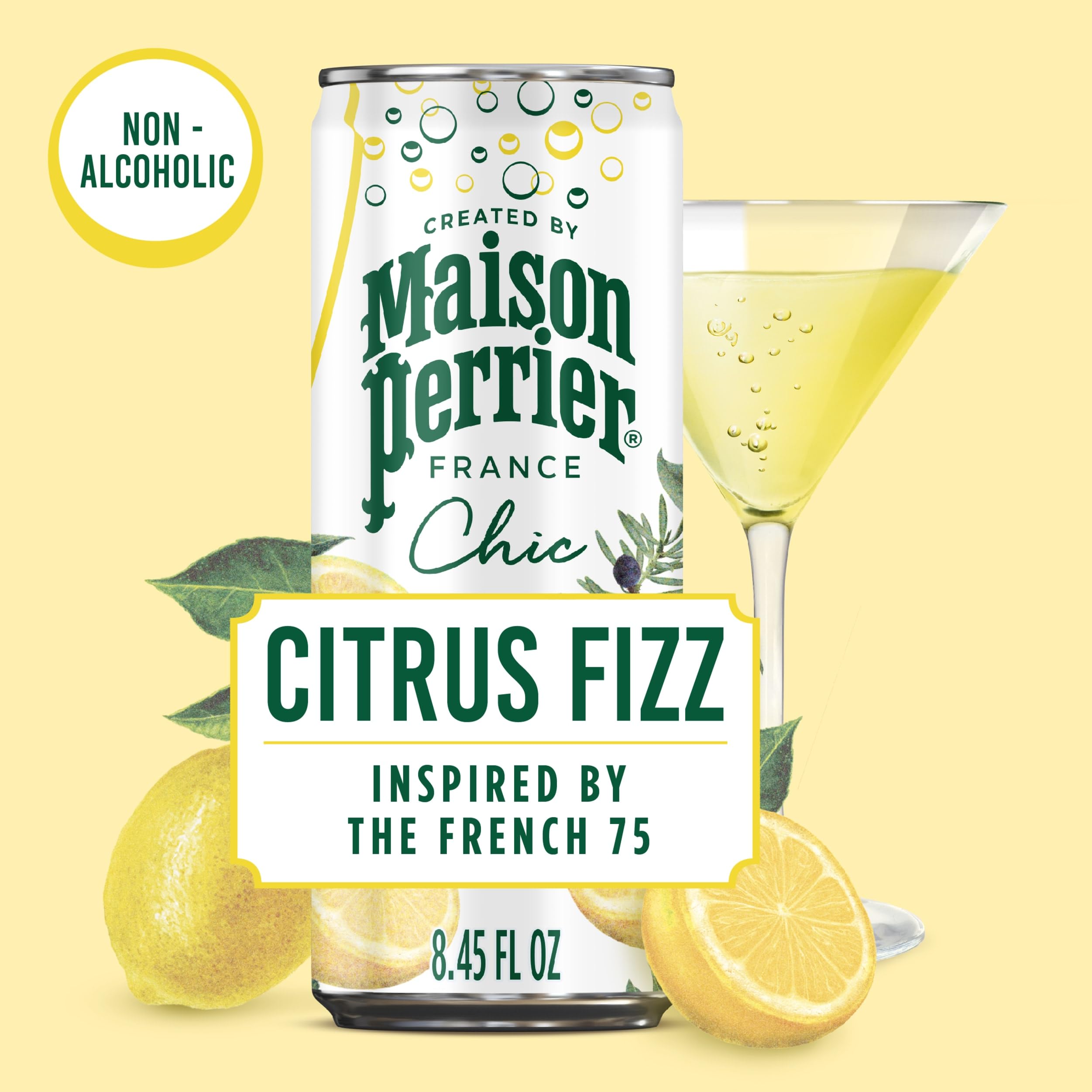 Maison Perrier Chic Citrus Fizz Sparkling Beverage, Case of 6, 4 Pack, 8.5 Fluid Ounce