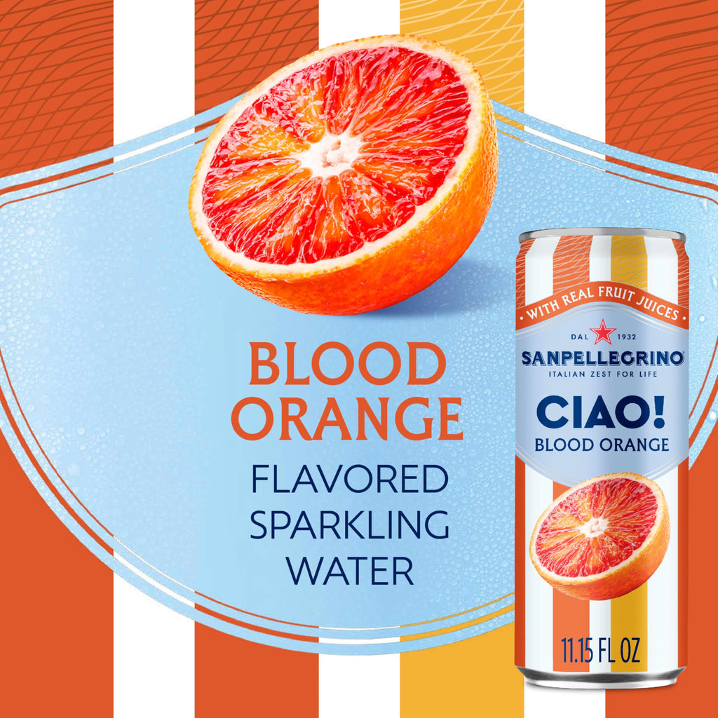Sanpellegrino CIAO Blood Orange Sparkling Water, Case of 4, 6 Pack, 11.15 Fluid Ounce Cans