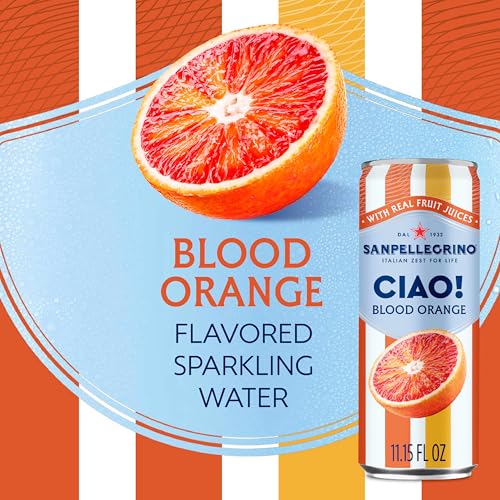 Sanpellegrino CIAO Blood Orange Sparkling Water, Case of 4, 6 Pack, 11.15 Fluid Ounce Cans