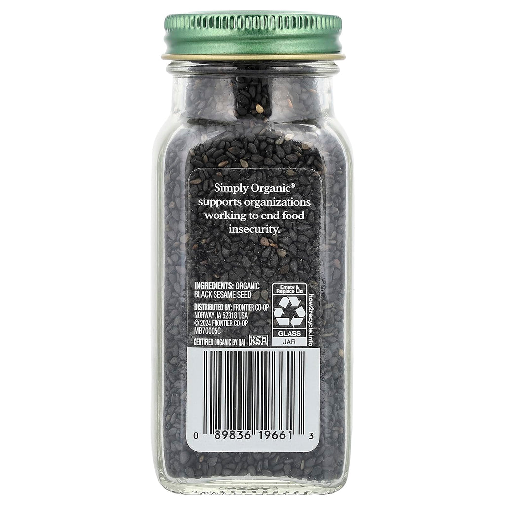 Simply Organic Black Sesame Seed, Case of 6, 2.82 oz Jars