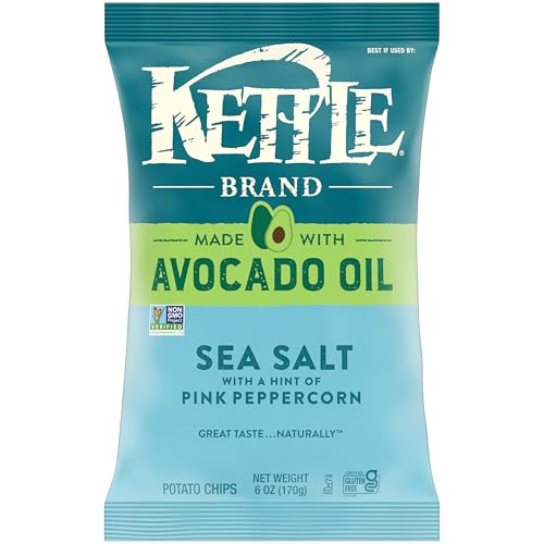 Kettle Brand Sea Salt Avocado Oil Chips, Case of 12, 6 oz