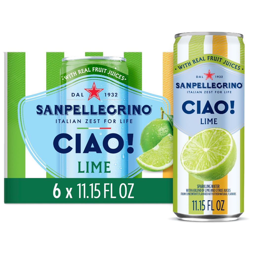 Sanpellegrino CIAO Lime Sparkling Water, Case Of 4, 6 Count, 11.15 Fl Oz