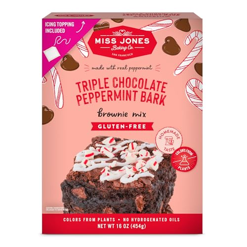 Miss Jones Baking Co. Triple Chocolate Peppermint Bark Brownie Kit, Case of 6, 16 Ounce