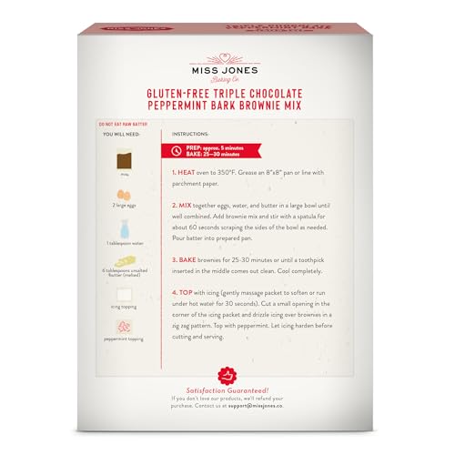 Miss Jones Baking Co. Triple Chocolate Peppermint Bark Brownie Kit, Case of 6, 16 Ounce