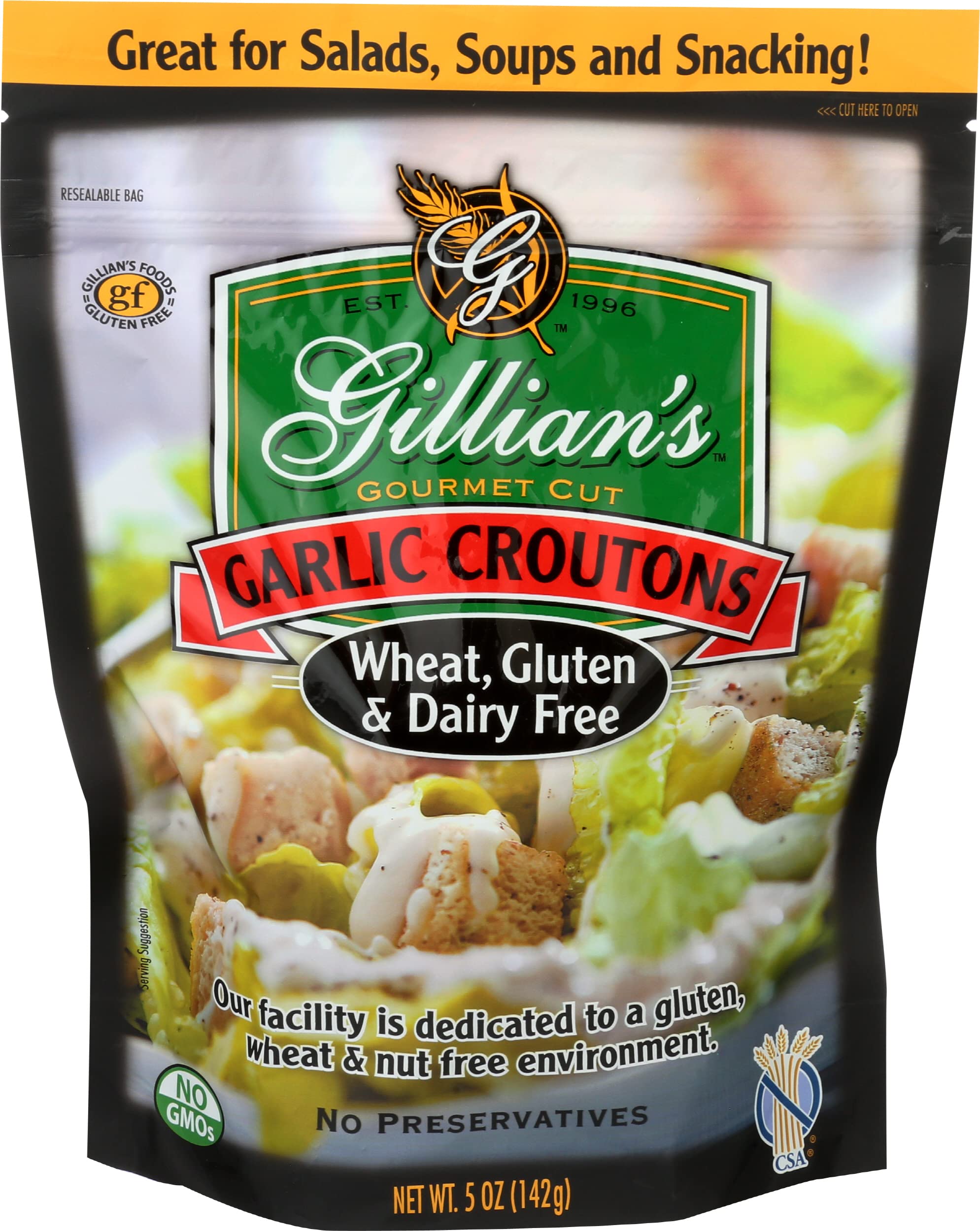 Gillian's Gourmet Cut Garlic Croutons, Case of 6, 5 Oz Bags