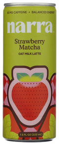 Narra Strawberry Oat Milk Latte, Case of 12, 7.5 fl oz Cans