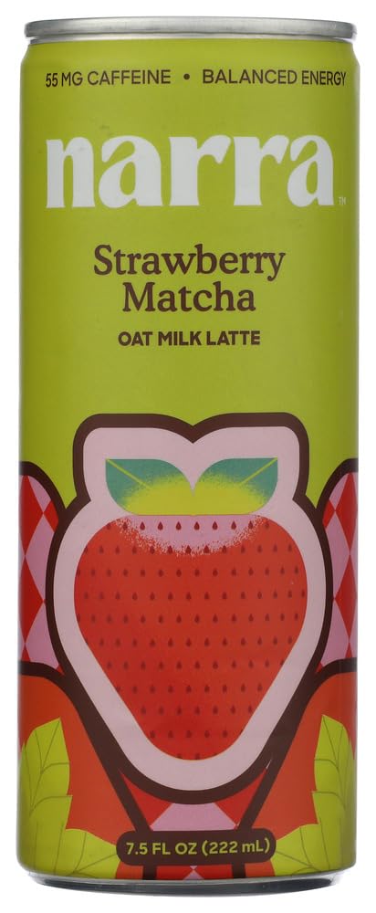 Narra Strawberry Oat Milk Latte, Case of 12, 7.5 fl oz Cans
