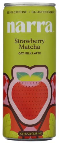 Narra Strawberry Oat Milk Latte, Case of 12, 7.5 fl oz Cans