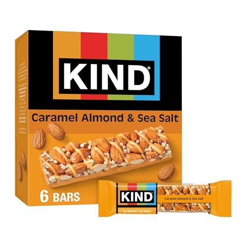 KIND Caramel Almond And Sea Salt Snack Bars, Case of 6, 6 Count 1.4 Ounce Boxes