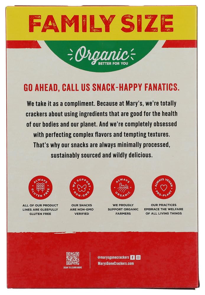 Mary's Gone Crackers Original Organic Gluten Free Crackers, Case of 6, 7 Ounce Boxes