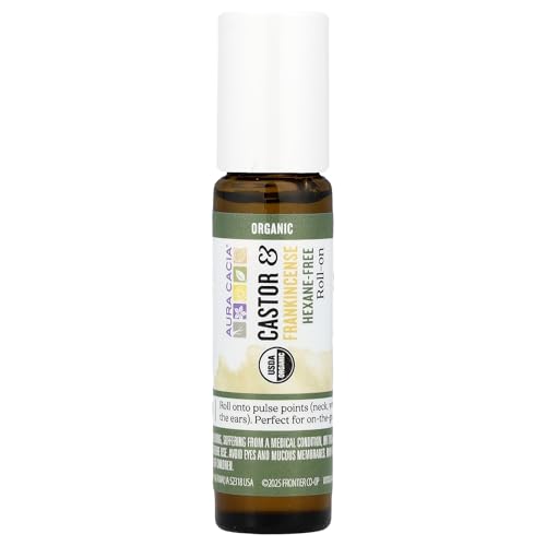 Aura Cacia Organic Castor Frankincense Essential Oil, 0.31 Fluid Ounce Bottle