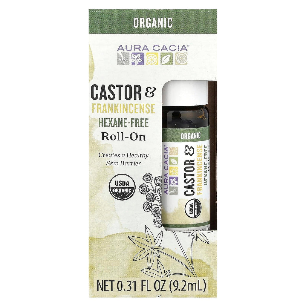 Aura Cacia Organic Castor Frankincense Essential Oil, 0.31 Fluid Ounce Bottle