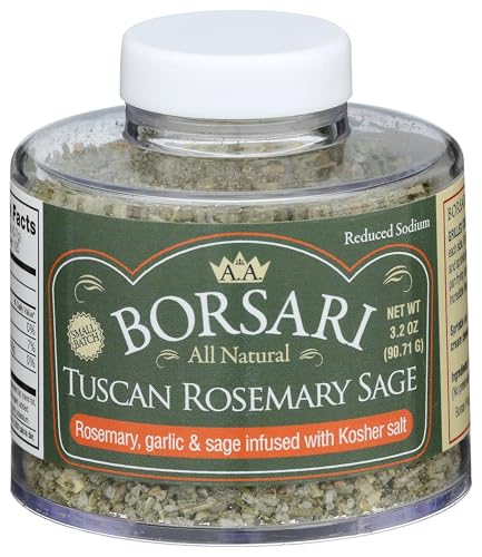 Borsari Tuscan Rosemary Sage Seasoning Salt, Case of 6, 3.2 Ounce