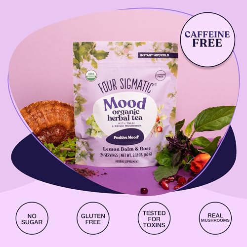 Four Sigmatic Organic Mood Herbal Tea, Case of 6, 2.12 Ounce Boxes