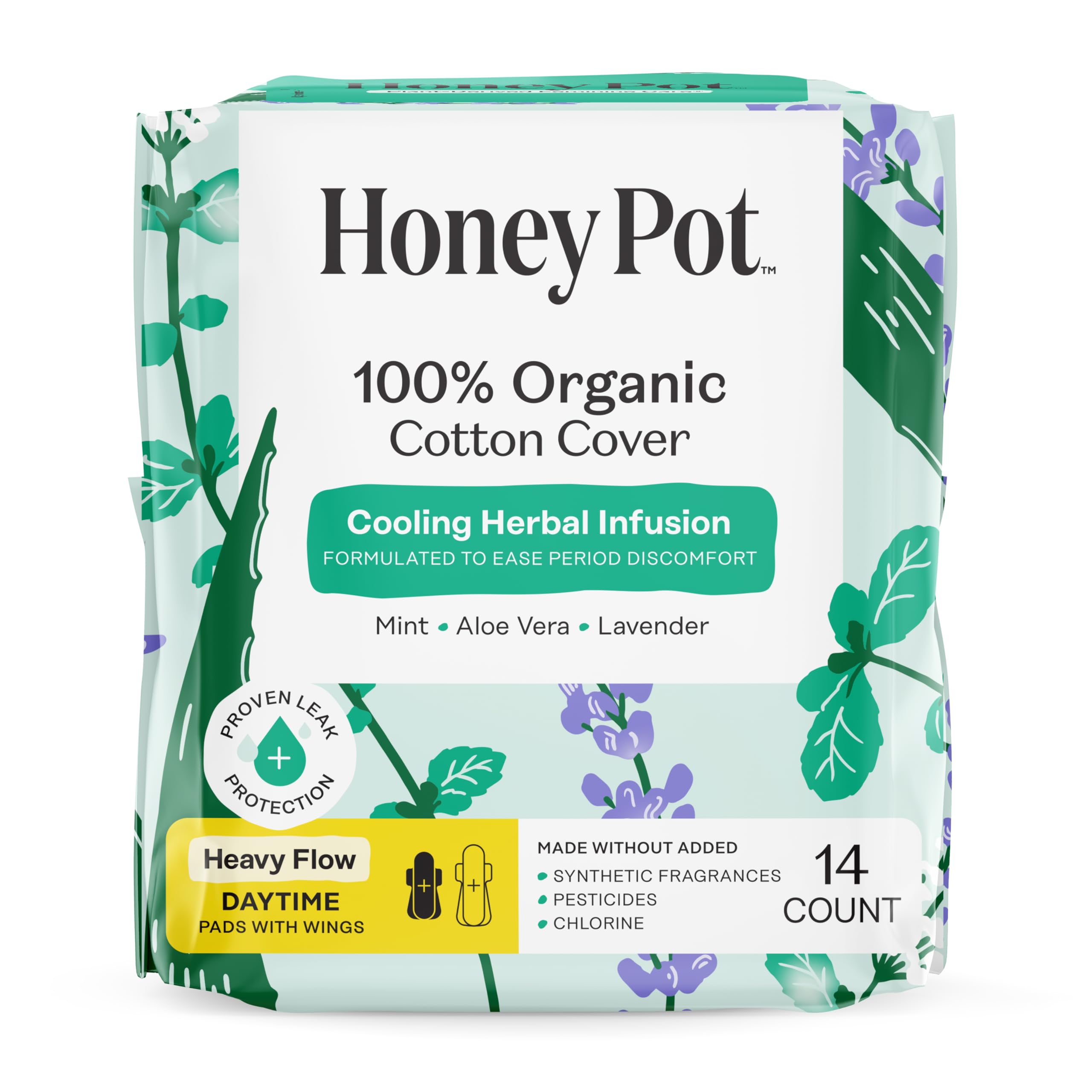 The Honey Pot Heavy Flow Daytime Pads, 14 Count