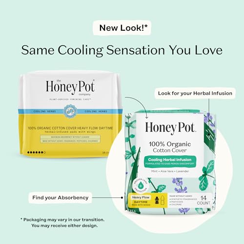 The Honey Pot Heavy Flow Daytime Pads, 14 Count
