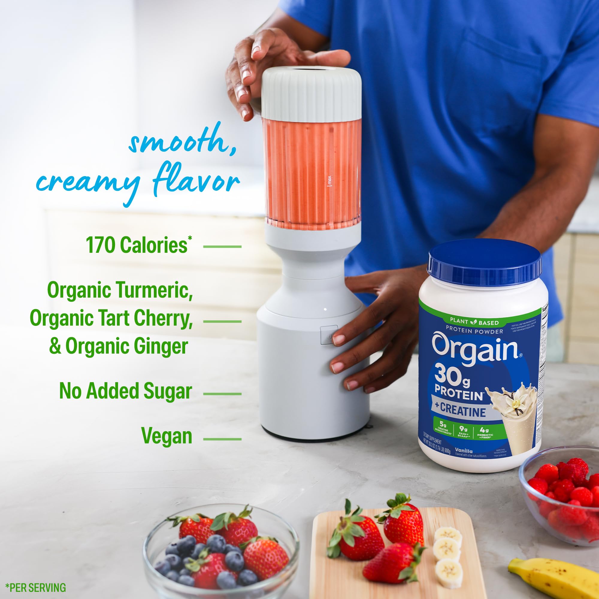 Orgain Vanilla Creatine Protein Powder, 28.2 oz Container