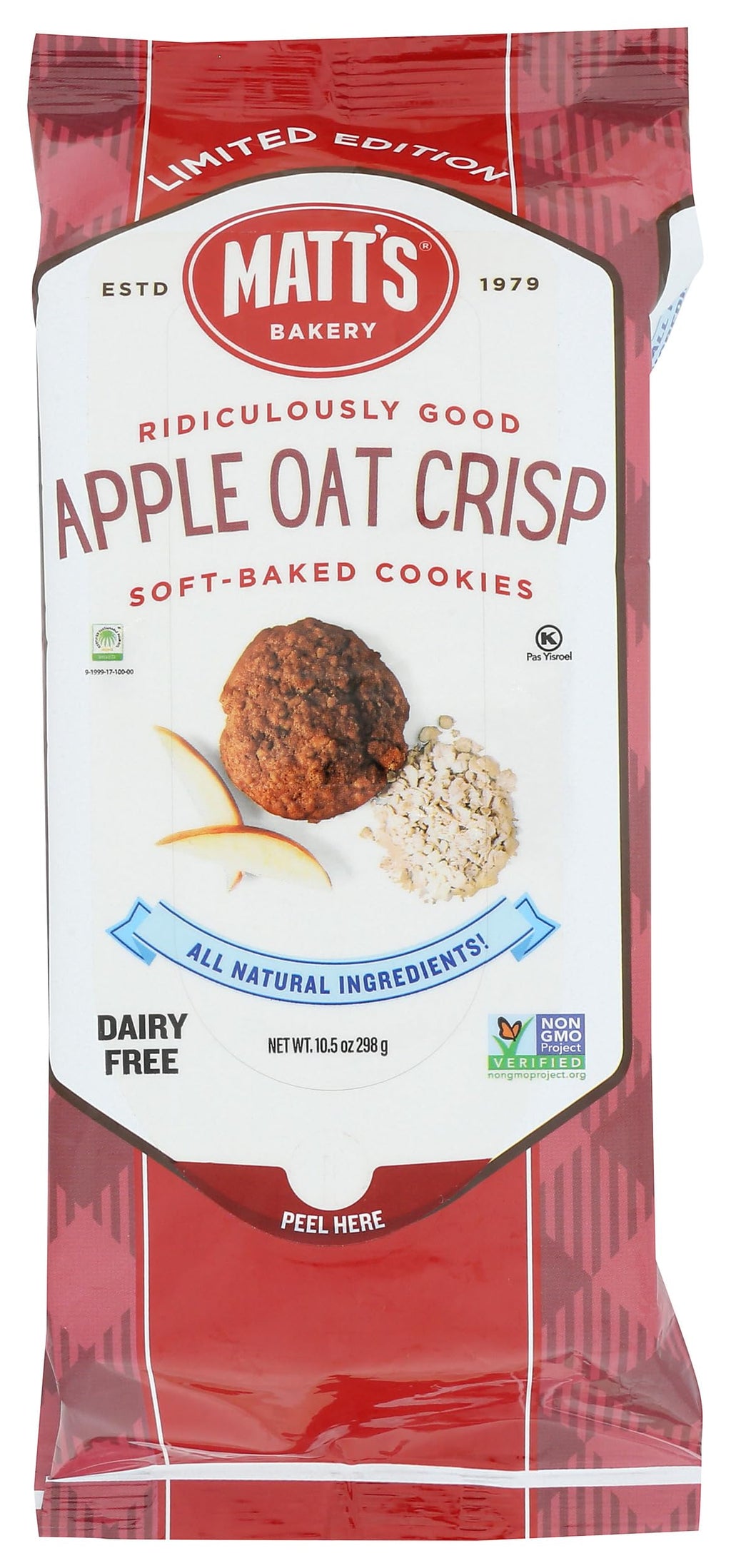 Matt's Cookies Apple Oat Crisp Cookies, Case of 6, 10.5 Ounce