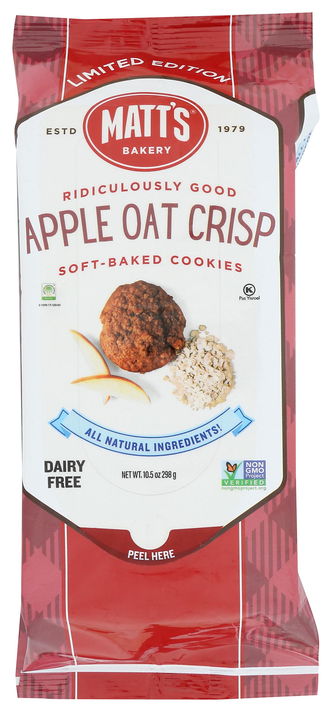 Matt's Cookies Apple Oat Crisp Cookies, Case of 6, 10.5 Ounce